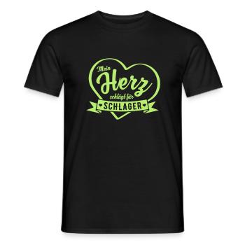 Herz schlägt für Schlager Musik - Männer T-Shirt - Schwarz - Vorne - AI Model Male 178 light (178cm)