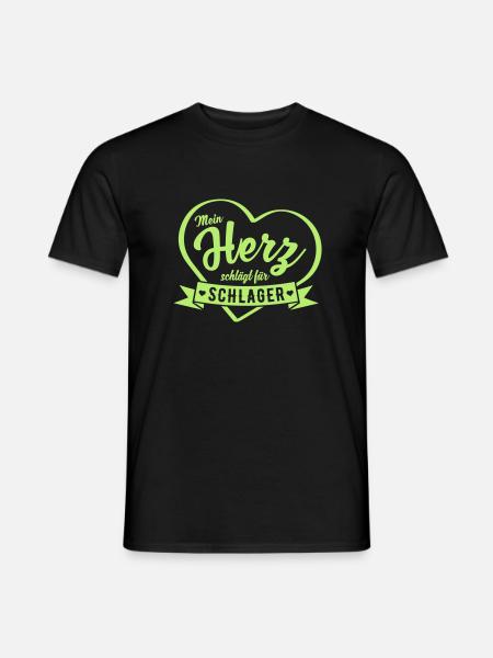 Herz schlägt für Schlager Musik - Männer T-Shirt - Schwarz