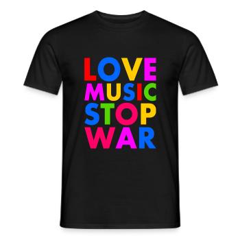 Love music stop war - T-shirt homme - noir - Devant - AI Model Male 178 light (178cm)