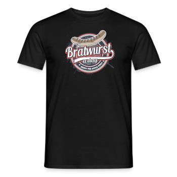 Une Bratwurst par jour éloigne la pomme - T-shirt homme - noir - Devant - AI Model Male 178 light (178cm)
