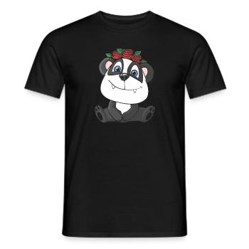 Panda mignon avec des roses - T-shirt homme - noir - Devant - AI Model Male 178 light (178cm)