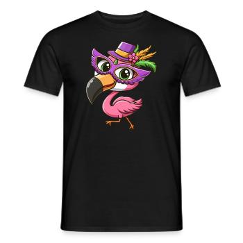 Mardi Gras Comic Flamingo - T-shirt homme - noir - Devant - AI Model Male 178 light (178cm)