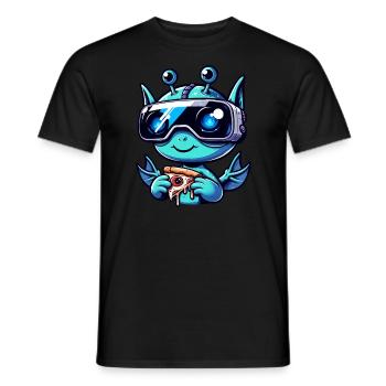Alien Sci-Fi VR Pizza Party, Außerirdisches Vergnü - Männer T-Shirt - Schwarz - Vorne - AI Model Male 178 light (178cm)