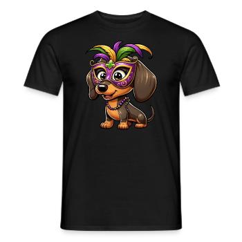 Mardi Gras Teckel, Chien Coloré - T-shirt homme - noir - Devant - AI Model Male 178 light (178cm)