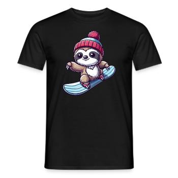 Paresseux Snowboarder Hiver Sports D’hiver Vacances - T-shirt homme - noir - Devant - AI Model Male 178 light (178cm)