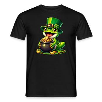 St. Patricks Day Frosch mit Gold - Männer T-Shirt - Schwarz - Vorne - AI Model Male 178 light (178cm)