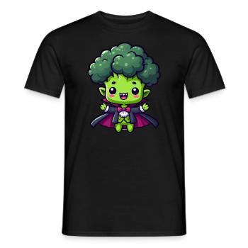 Cute Halloween Broccoli Vampire Cartoon Green - Men's T-Shirt - black - Front - AI Model Male 178 light (178cm)