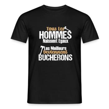 Bûcheron humour drôle phrase bucheron métier - T-shirt homme - noir - Devant - AI Model Male 178 light (178cm)