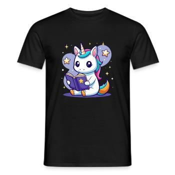 Magic Unicorn Reading - Men's T-Shirt - black - Front - AI Model Male 178 light (178cm)