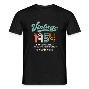 Born in 1954 Birthday 1954 70 years - Men's T-Shirt - black - Front - AI Model Male 178 light (178cm)
