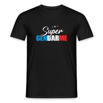 Super gendarme / Cadeau drôle gendarmerie - T-shirt homme - noir - Devant - AI Model Male 178 light (178cm)
