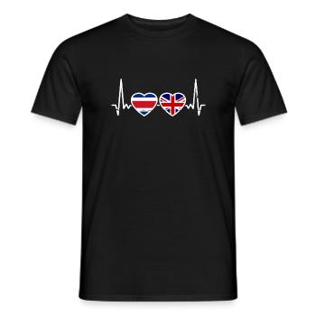 Costa Rica Great Britain Heartbeat Flag - Men's T-Shirt - black - Front - AI Model Male 178 light (178cm)