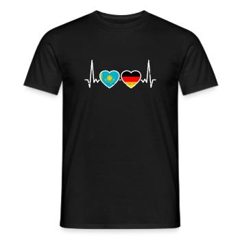 Kasachstan Deutschland Herzschlag Flagge - Männer T-Shirt - Schwarz - Vorne - AI Model Male 178 light (178cm)