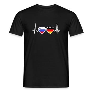 Slowenien Deutschland Herzschlag Flagge Slowene - Männer T-Shirt - Schwarz - Vorne - AI Model Male 178 light (178cm)