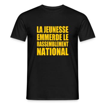 la jeunesse emmerde le rassemblement national - T-shirt homme - noir - Devant - AI Model Male 178 light (178cm)