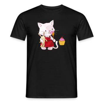 Katze Kätzchen Naschkatze Bäckerin Cupcake Kuchen - Männer T-Shirt - Schwarz - Vorne - AI Model Male 178 light (178cm)