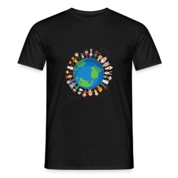 Idée cadeau internationale dans le monde contre le racisme - T-shirt homme - noir - Devant - AI Model Male 178 light (178cm)