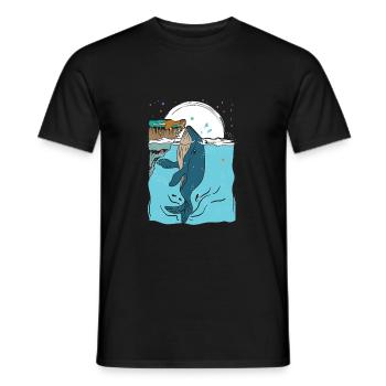 Eau profonde Baleines bleues mammifères marins avec femme - T-shirt homme - noir - Devant - AI Model Male 178 light (178cm)