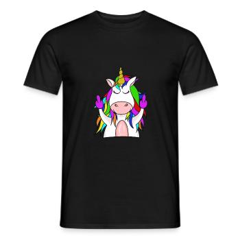 Einhorn die Mittelfinger Hoch lustiges Shirt - T-shirt homme - noir - Devant - AI Model Male 178 light (178cm)