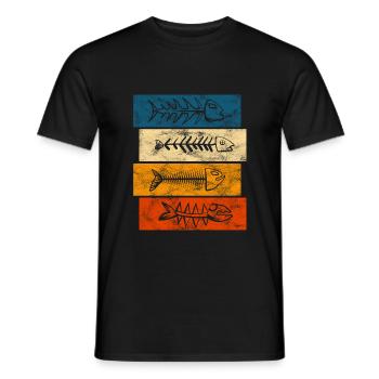 Fishing Fishing Fishing Fishing Fisherman Fish Retro - Men's T-Shirt - black - Front - AI Model Male 178 light (178cm)