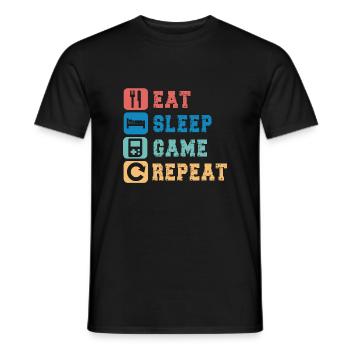 Eat Sleep Jeu Répéter Game Lover - T-shirt homme - noir - Devant - AI Model Male 178 light (178cm)