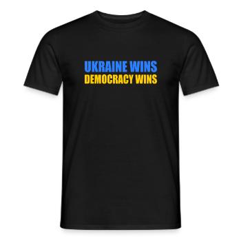 Ukraine wins democracy wins - Men's T-Shirt - black - Front - AI Model Male 178 light (178cm)