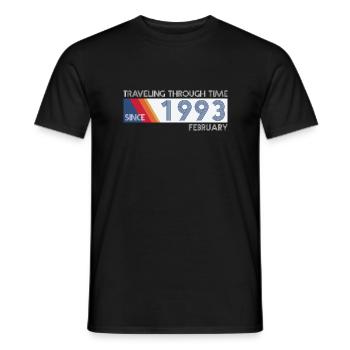 Conception drôle d'anniversaire de voyage dans le temps février 1993 - T-shirt homme - noir - Devant - AI Model Male 178 light (178cm)
