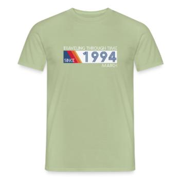 Funny Time Travel Birthday Design March 1994 - Men's T-Shirt - sage - Front - AI Model Male 178 light (178cm)