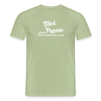 HAPPINESS IS LIKE POOPING... - Men's T-Shirt - sage - Front - AI Model Male 178 light (178cm)