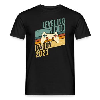 Niveau jusqu'à père 2021 papa de jeu bébé enceinte - T-shirt homme - noir - Devant - AI Model Male 178 light (178cm)