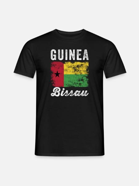 Guinea Bissau Flag Distressed - Men's T-Shirt - black