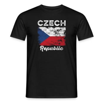 Flagge der Tschechischen Republik Vintage - Tschechische Flagge - Männer T-Shirt - Schwarz - Vorne - AI Model Male 178 light (178cm)