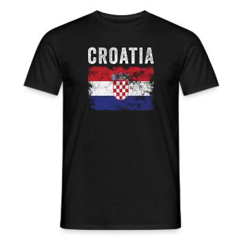 Croatia Flag Distressed - Croatian Flag - Men's T-Shirt - black - Front - AI Model Male 178 light (178cm)