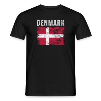 Denmark Flag Distressed - Danish Flag - Men's T-Shirt - black - Front - AI Model Male 178 light (178cm)