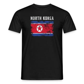 North Korea Flag Distressed - Men's T-Shirt - black - Front - AI Model Male 178 light (178cm)