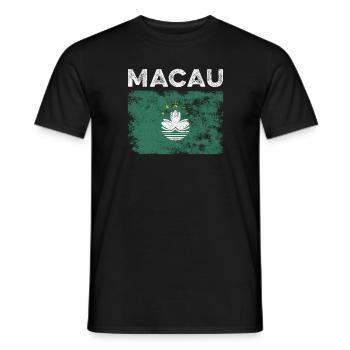 Macau Flag Distressed - Macanese Flag - Men's T-Shirt - black - Front - AI Model Male 178 light (178cm)
