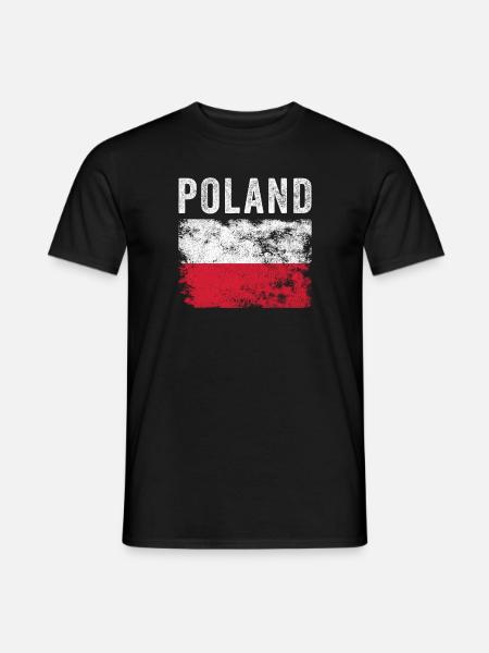 Poland Flag Distressed - Polish Flag - Men's T-Shirt - black