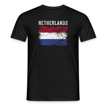 Netherlands Flag Distressed - Dutch Flag - Men's T-Shirt - black - Front - AI Model Male 178 light (178cm)