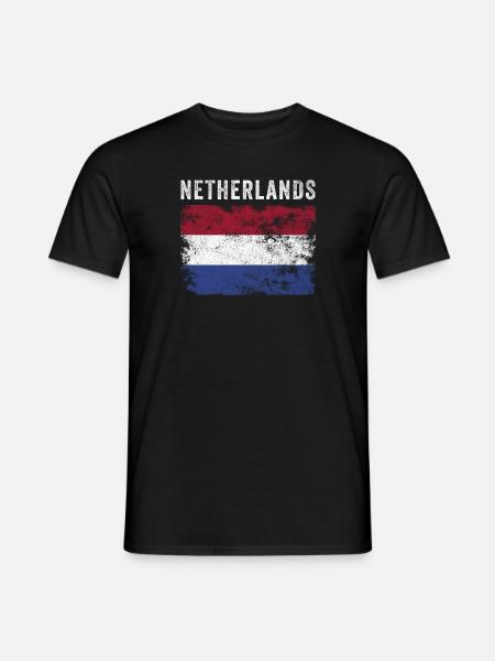 Netherlands Flag Distressed - Dutch Flag - Men's T-Shirt - black