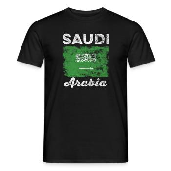 Drapeau de l’Arabie saoudite Drapeau saoudien en détresse - T-shirt homme - noir - Devant - AI Model Male 178 light (178cm)