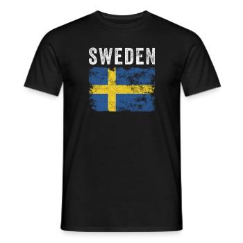 Drapeau suédois en détresse - Drapeau suédois - T-shirt homme - noir - Devant - AI Model Male 178 light (178cm)