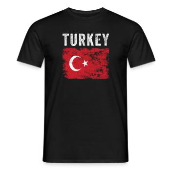 Drapeau turc en détresse - Drapeau turc - T-shirt homme - noir - Devant - AI Model Male 178 light (178cm)