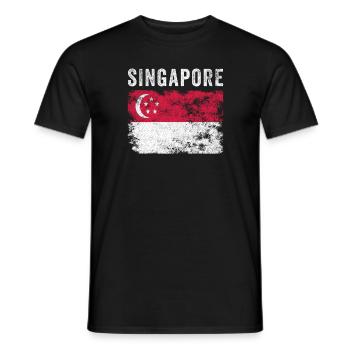 Singapur Flagge Vintage Singapur Flagge - Männer T-Shirt - Schwarz - Vorne - AI Model Male 178 light (178cm)