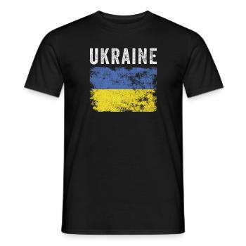 Ukraine Flag Distressed - Ukrainian Flag - Men's T-Shirt - black - Front - AI Model Male 178 light (178cm)