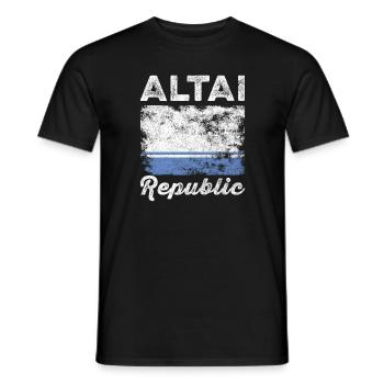 Altai Flag Distressed - Altaian Flag - Men's T-Shirt - black - Front - AI Model Male 178 light (178cm)