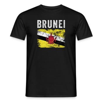 Brunei Flag Distressed - Bruneian Flag - Männer T-Shirt - Schwarz - Vorne - AI Model Male 178 light (178cm)