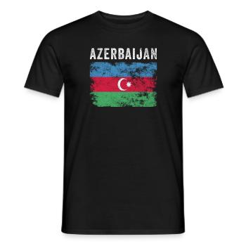 Aserbaidschan Flagge Distressed - Aserbaidschanische Flagge - Männer T-Shirt - Schwarz - Vorne - AI Model Male 178 light (178cm)