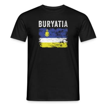 Buryatia Flag Distressed - Buryat Flag - Men's T-Shirt - black - Front - AI Model Male 178 light (178cm)