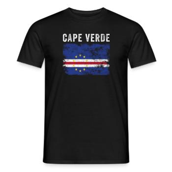 Drapeau du Cap-Vert en détresse - T-shirt homme - noir - Devant - AI Model Male 178 light (178cm)