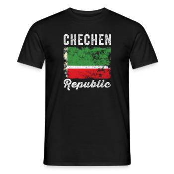 Flagge der Tschetschenischen Republik verzweifelt - Männer T-Shirt - Schwarz - Vorne - AI Model Male 178 light (178cm)